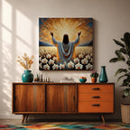 Jesus Resurrection Wall Art Risen Christ Framed Canvas Christian Impasto Biblical Home Decor