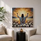 Jesus Resurrection Wall Art Risen Christ Framed Canvas Christian Impasto Biblical Home Decor