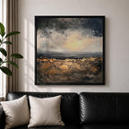 Abstract Landscape Wall Art Neutral Horizon Framed Canvas Textured Rustic Modern Home Decor