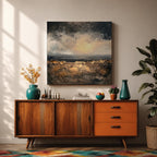 Abstract Landscape Wall Art Neutral Horizon Framed Canvas Textured Rustic Modern Home Decor