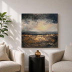 Abstract Landscape Wall Art Neutral Horizon Framed Canvas Textured Rustic Modern Home Decor