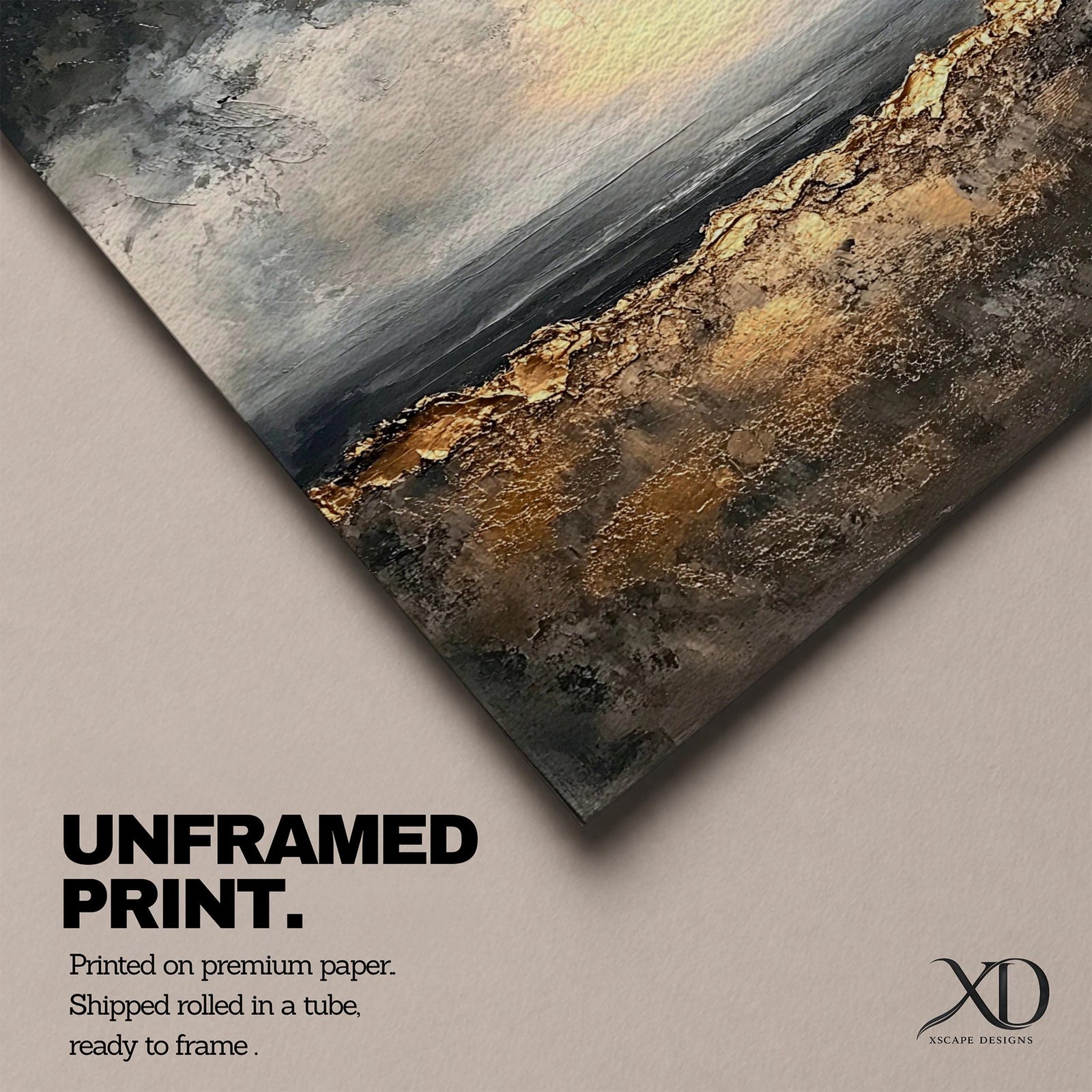 Abstract Landscape Wall Art Neutral Horizon Framed Canvas Textured Rustic Modern Home Decor