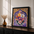 Persian Floral Wall Art Arch Bouquet Framed Canvas Gol O Morgh Persian Islamic Decor