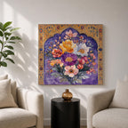 Persian Floral Wall Art Arch Bouquet Framed Canvas Gol O Morgh Persian Islamic Decor