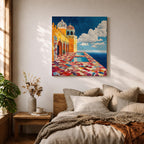 Moroccan Palace Wall Art Ocean Terrace Framed Canvas Riad Mosaic Islamic Home Decor