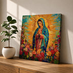 Our Lady of Guadalupe Wall Art La Guadalupana Framed Canvas Mexican Catholic Prayer Decor