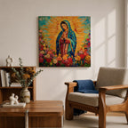 Our Lady of Guadalupe Wall Art La Guadalupana Framed Canvas Mexican Catholic Prayer Decor