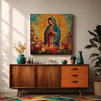 Our Lady of Guadalupe Wall Art La Guadalupana Framed Canvas Mexican Catholic Prayer Decor