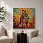 Our Lady of Guadalupe Wall Art La Guadalupana Framed Canvas Mexican Catholic Prayer Decor