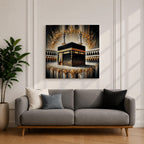 Kaaba Wall Art Grand Mosque Framed Canvas Makkah Gold Leaf Islamic Home Decor