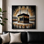 Kaaba Wall Art Grand Mosque Framed Canvas Makkah Gold Leaf Islamic Home Decor