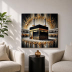 Kaaba Wall Art Grand Mosque Framed Canvas Makkah Gold Leaf Islamic Home Decor