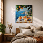 Mediterranean Coffee Table Wall Art Citrus Still Life Framed Canvas Coastal Kitchen Decor