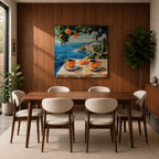 Mediterranean Coffee Table Wall Art Citrus Still Life Framed Canvas Coastal Kitchen Decor
