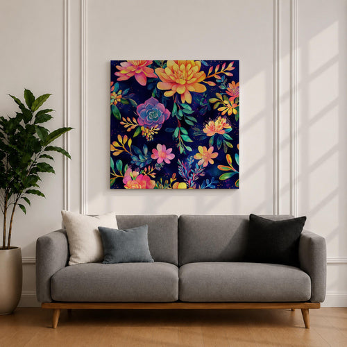 Botanical Garden Wall Art Colorful Floral Painting Framed Canvas Modern Home Decor