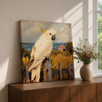 Cockatoo Wall Art Sulphur Crested Parrot Framed Canvas Australian Bird Impasto Animal Home Decor