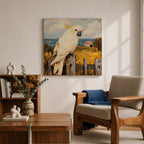 Cockatoo Wall Art Sulphur Crested Parrot Framed Canvas Australian Bird Impasto Animal Home Decor