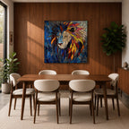 Lion Wall Art Savanna King Framed Canvas Jungle Stained Glass Safari Wildlife Decor