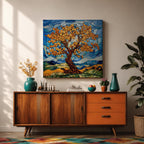 Tree Wall Art Yggdrasil Framed Canvas Stained Glass Botanical Mosaic Home Decor
