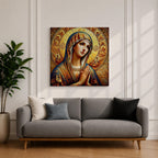 Virgin Mary Wall Art Theotokos Framed Canvas Catholic Byzantine Icon Home Decor