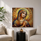 Virgin Mary Wall Art Theotokos Framed Canvas Catholic Byzantine Icon Home Decor