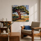 Ancient Tree Wall Art Windswept Cypress Framed Canvas Landscape Botanical Rustic Home Decor