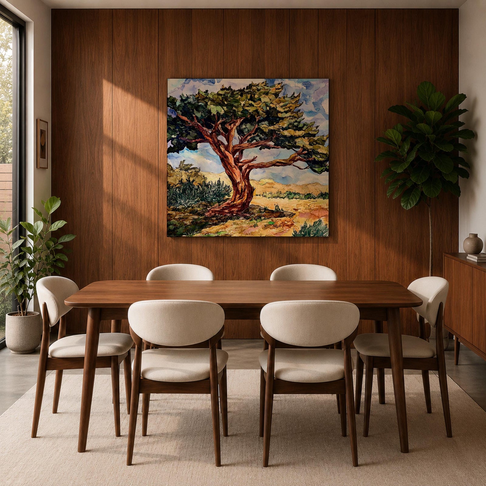 Ancient Tree Wall Art Windswept Cypress Framed Canvas Landscape Botanical Rustic Home Decor