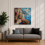 Amalfi Coast Italy Wall Art Mediterranean Seaside Framed Canvas Coastal Landscape Living Room Decor