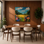 Wildflower Meadow Wall Art Summer Field Landscape Framed Canvas Nature Home Decor