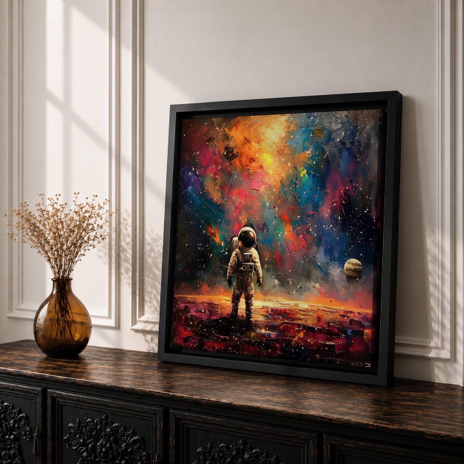 Astronaut Wall Art Cosmic Voyager Framed Canvas Galaxy Abstract Interstellar SciFi Decor