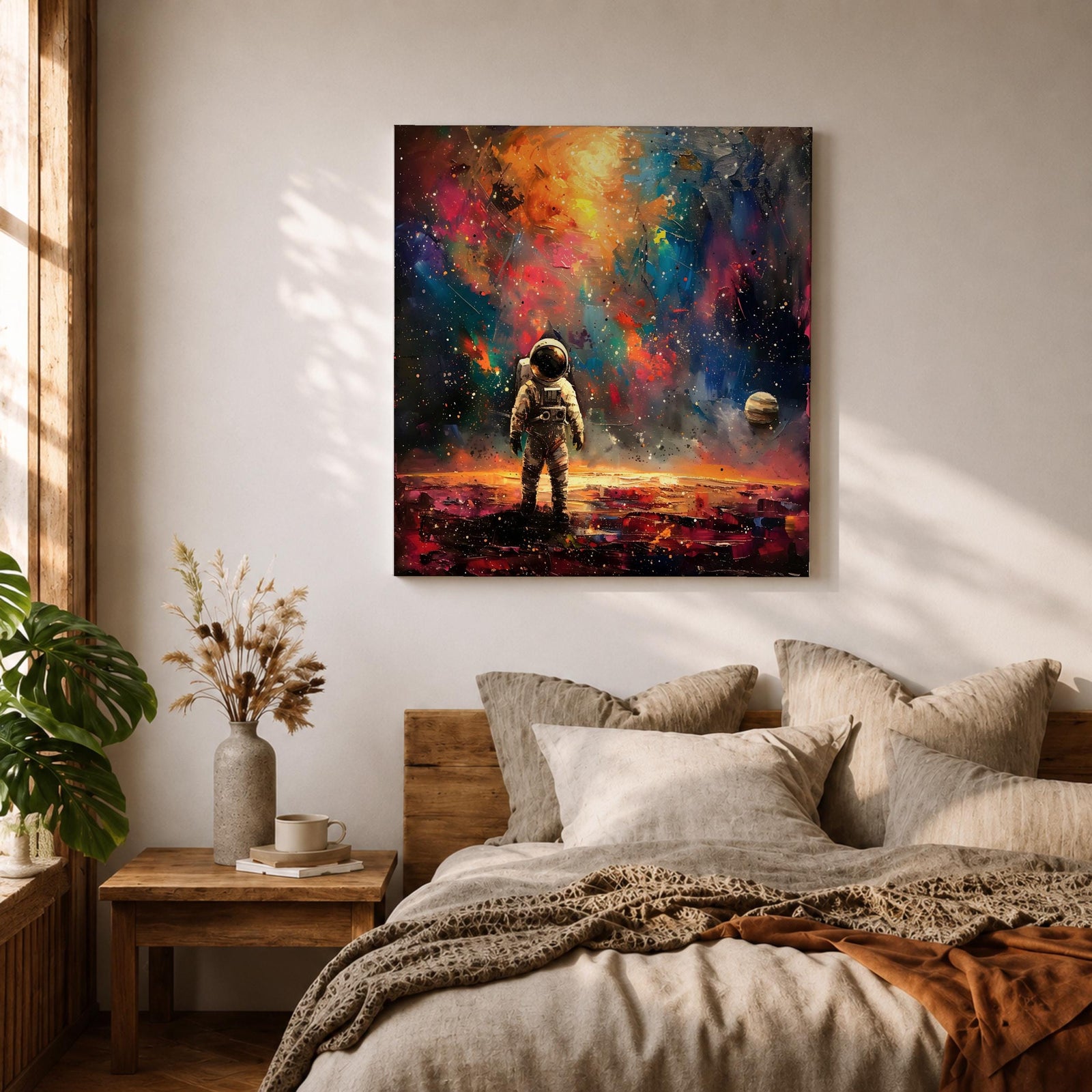 Astronaut Wall Art Cosmic Voyager Framed Canvas Galaxy Abstract Interstellar SciFi Decor