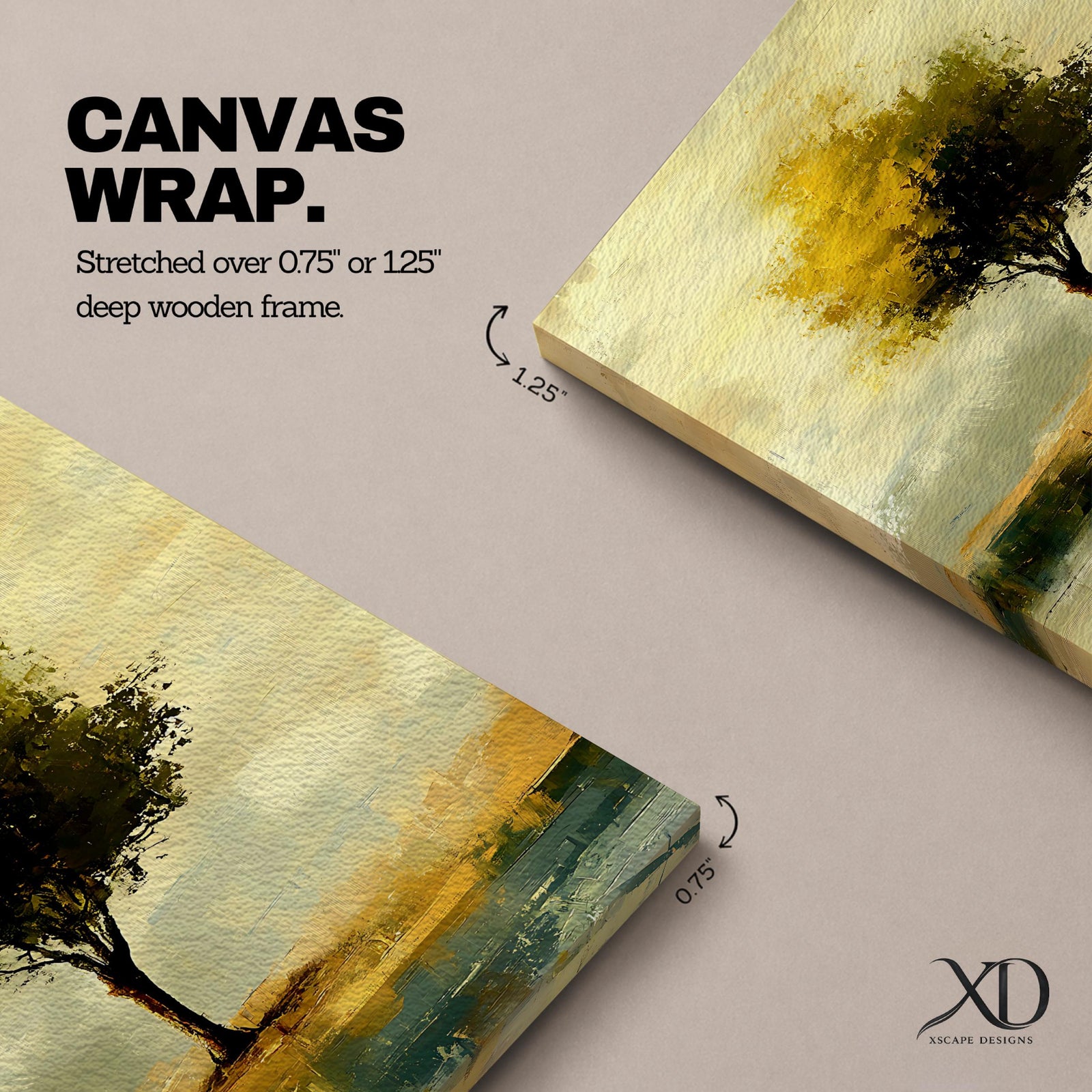 Tree Wall Art Solitary Landscape Framed Canvas Vintage Rustic Botanical Home Decor