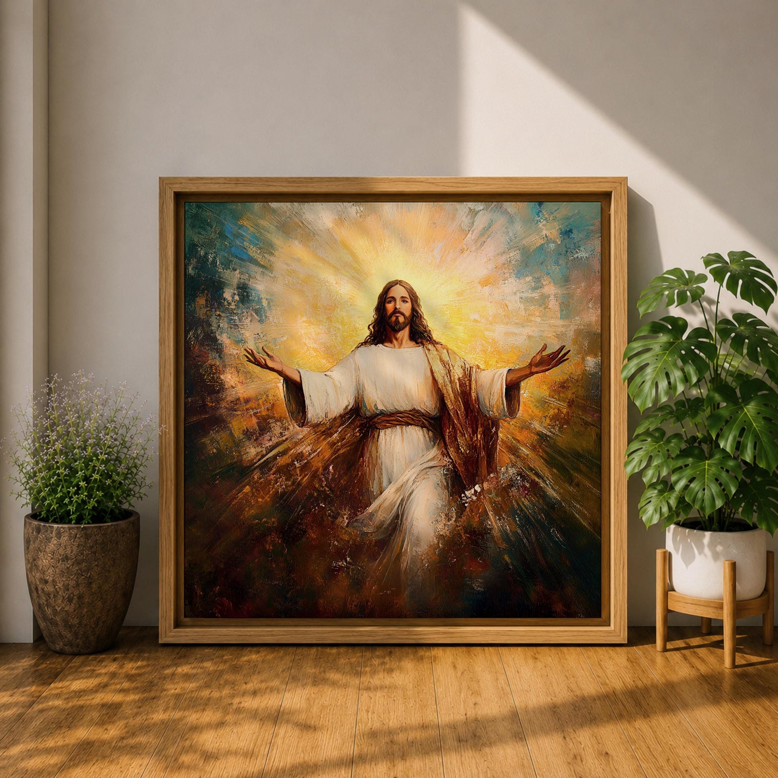 Jesus Resurrection Wall Art Risen Christ Framed Canvas Biblical Christian Home Decor