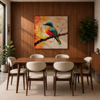 Songbird Wall Art Tropical Bird Framed Canvas Wildlife Impasto Botanical Home Decor