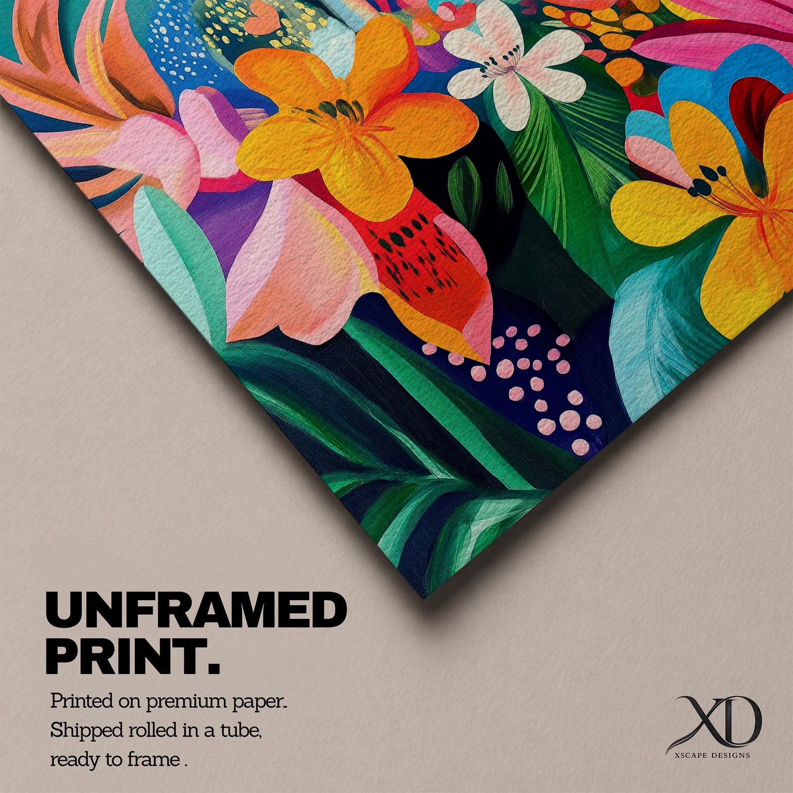 Abstract Floral Wall Art Colorful Flower Painting Framed Canvas Botanical Home Decor
