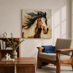 Horse Wall Art Wild Stallion Framed Canvas Farmhouse Rustic Western Equestrian Decor