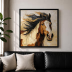 Horse Wall Art Wild Stallion Framed Canvas Farmhouse Rustic Western Equestrian Decor