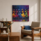 African Dance Wall Art Tribal Rhythm Framed Canvas Traditional Culture Impasto Ethnic Decor