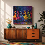 African Dance Wall Art Tribal Rhythm Framed Canvas Traditional Culture Impasto Ethnic Decor