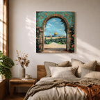 Dome of the Rock Wall Art Arch View Framed Canvas Qubbat Sakhra Islamic Decor