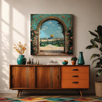 Dome of the Rock Wall Art Arch View Framed Canvas Qubbat Sakhra Islamic Decor