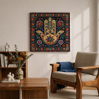 Hamsa Hand Wall Art Evil Eye Framed Canvas Khamsa Persian Boho Protection Home Decor