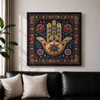 Hamsa Hand Wall Art Evil Eye Framed Canvas Khamsa Persian Boho Protection Home Decor