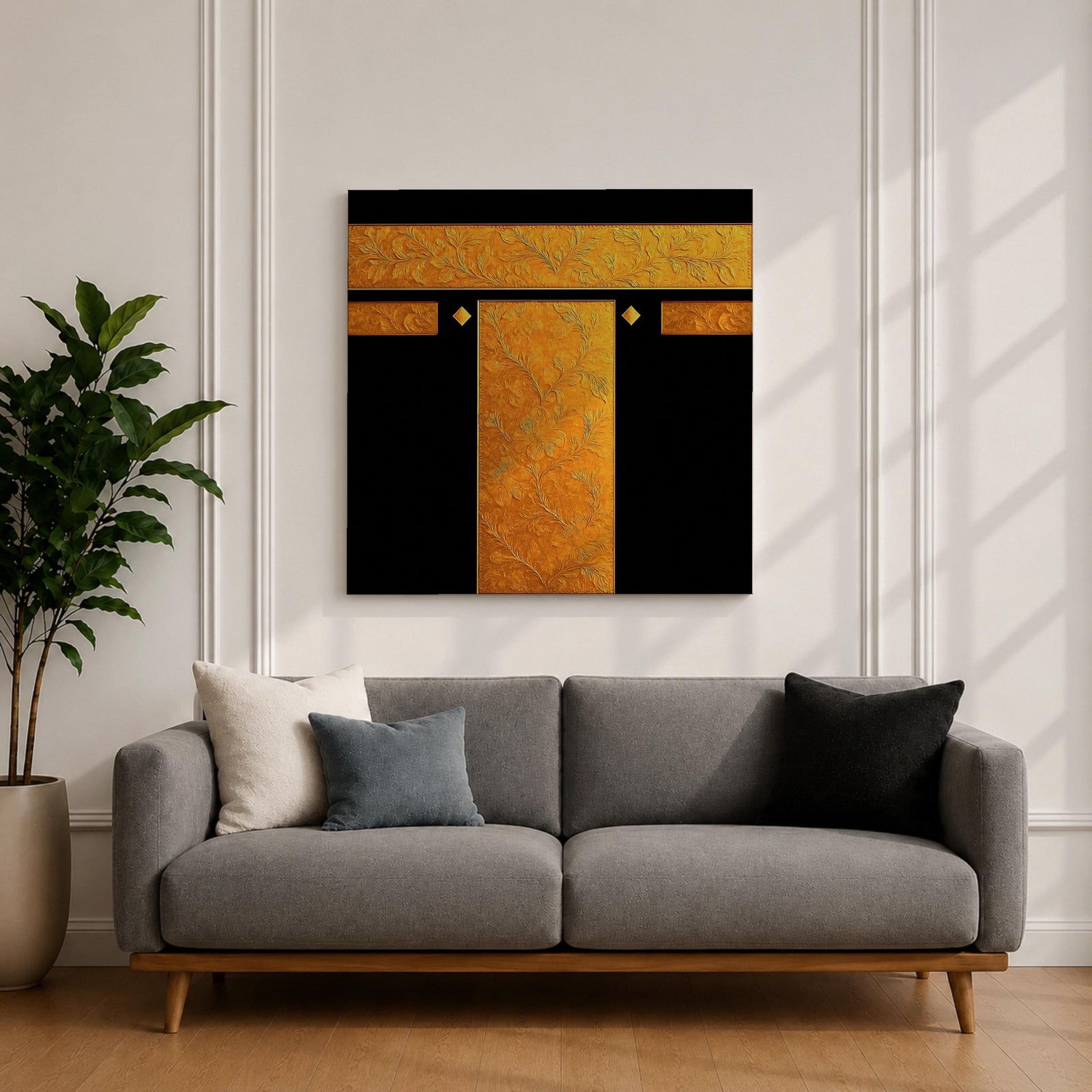 Kaaba Wall Art Masjid Haram Framed Canvas Mecca Prayer Room Islamic Home Decor