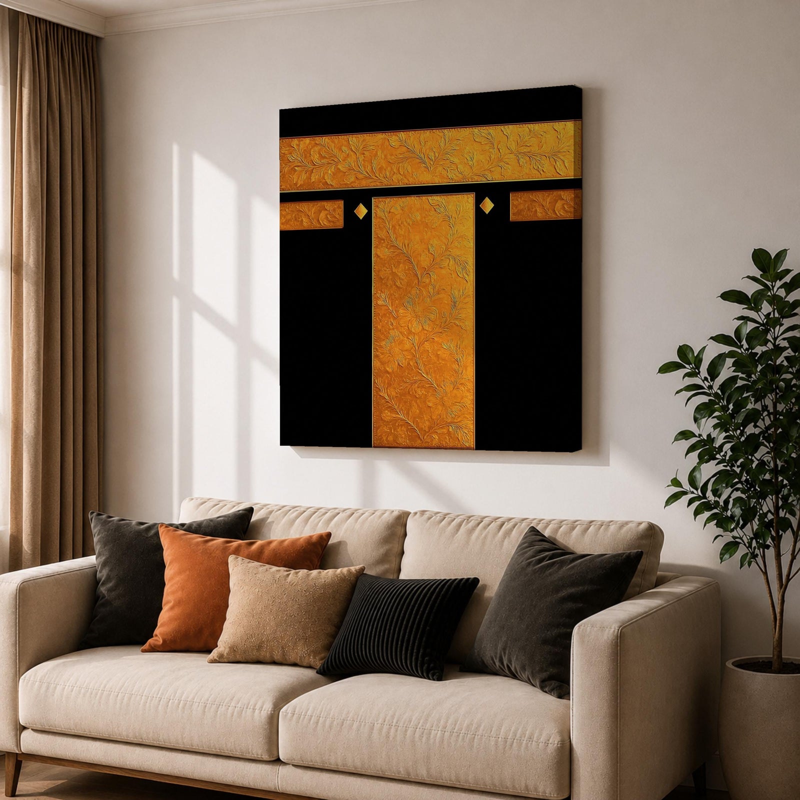 Kaaba Wall Art Masjid Haram Framed Canvas Mecca Prayer Room Islamic Home Decor