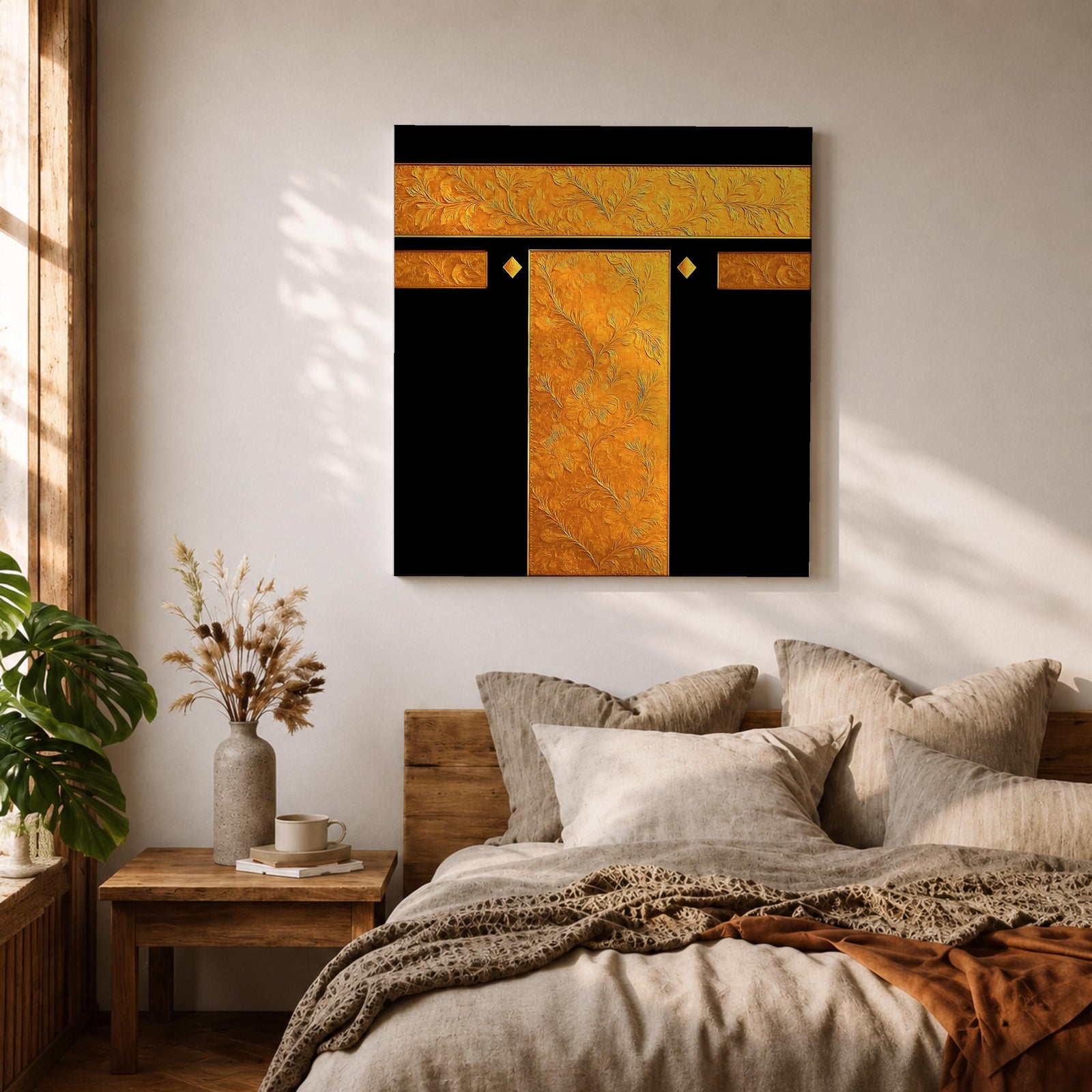 Kaaba Wall Art Masjid Haram Framed Canvas Mecca Prayer Room Islamic Home Decor