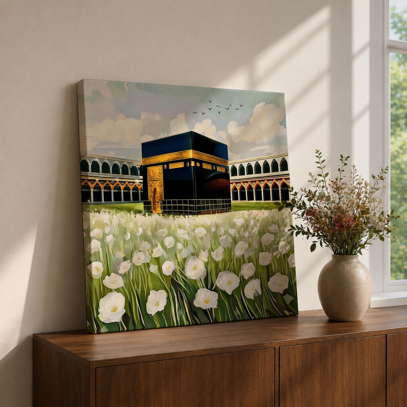 Kaaba Wall Art Masjid al Haram Framed Canvas Mecca Islamic Prayer Room Home Decor