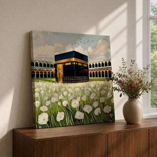 Kaaba Wall Art Masjid al Haram Framed Canvas Mecca Islamic Prayer Room Home Decor