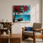 Tropical Palm Tree Wall Art Beach Palm Framed Canvas Coastal Ocean Living Room Decor