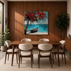 Tropical Palm Tree Wall Art Beach Palm Framed Canvas Coastal Ocean Living Room Decor